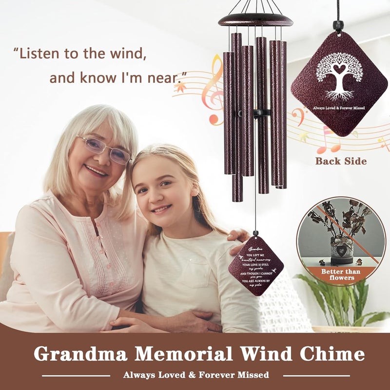 Doopeer Sympathy Gifts for Loss of Grandmother, 32"" Memorial Wind Chimes for Loss of Grandma, Loss of Grandma Sympathy Gift, Bereavement Gifts in Memory of a Loved Grandma, Bronze - Image 2